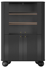 Witryna Vesper do salonu - czarny / złote uchwyty / nogi kule