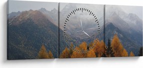 Obraz - Widok na grzbiety górskie (z zegarem) (90x30 cm)