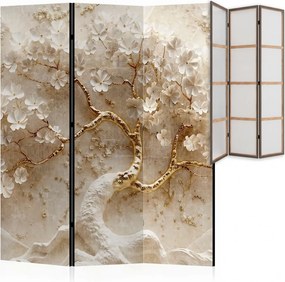 Parawan pokojowy 3-częściowy 135x172 Jednostronny dekoracyjny glamour japandi Beżowy Złote Drzewo Magnolii