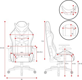 Krzesło dla gracza młodzieżowe Diablo X-Ray 2.0 Small Size, kolor czarno-biały