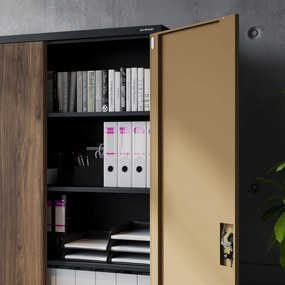Szafa biurowa metalowa na dokumenty JAN II, Eco Design: antracyt/orzech