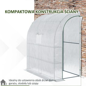Outsunny szklarnia foliowa, szklarnia z 2 drzwiami, uprawa roślin, ochrona UV, biała