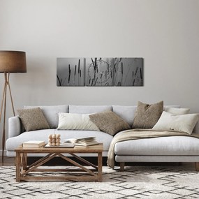 Obraz - źdźbła trawy (z zegarem) (90x30 cm)