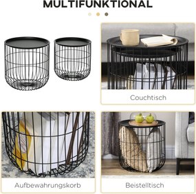 HOMCOM Zestaw 2 Stolików Kawowych Skandynawski Design z Przestrzenią Magazynową Drewniane i Białe | Aosom PL