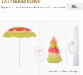 Outsunny Parasol Hawajski Plażowy Imprezowy Ogrodowy Ø160cm Kolorowy 4 Modele | Aosom PL