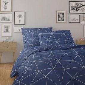 Kvalitex Bawełniana pościel Nordic Grid niebieski, 240 x 200 cm, 2 szt. 70 x 90 cm