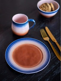 Niebieskie/pomarańczowe kamionkowe talerze zestaw 4 szt. deserowe ø 20,5 cm Tatum – Bloomingville