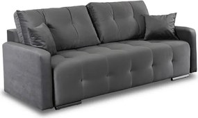 Sofa z Funkcją Spania FAVIO Wersalka Rozkładana Dwuosobowa Welurowa Szara