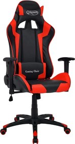 Czarno-czerwony fotel gamingowy z poduszkami H9-B76