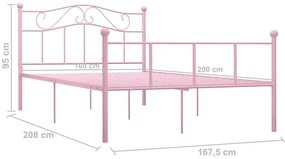 Różowe metalowe łóżko w stylu loft 160x200 cm - Fiosa