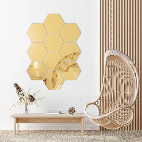 Zestaw naklejek na ścianę 12 szt. 17x20 cm Hexagons Gold – Ambiance