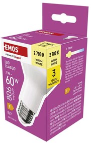 Żarówka LED z ciepłym światłem z gwintem E27, 7 W – EMOS