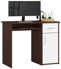 Biurko z szufladą na klawiaturę wenge + biały - Cino 2X