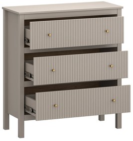 Komoda z Szufladami SELVIO 90 cm Taupe Ryflowana Nowoczesna