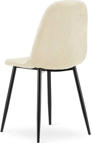 Jasnobeżowe tapicerowane krzesło na czarnych nogach W8-G02