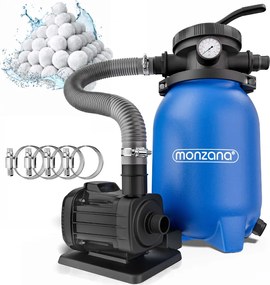 Filtr piaskowy do basenu AQUA z kulami filtrującymi 5 000 l/h, niebieska Monzana
