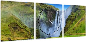 Obraz - Wodospad Seljalandsfoss (z zegarem) (90x30 cm)