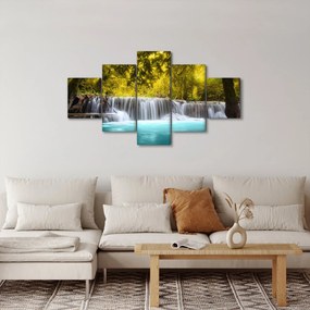 Obraz - Wodospad w jasnych kolorach (125x70 cm)