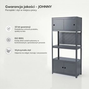 Metalowy regał warsztatowy z szafkami Johnny, 80 x 42 x 180 cm, kolor antracyt