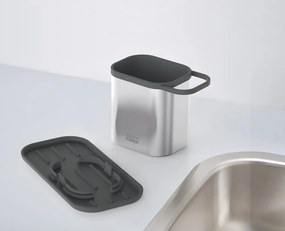 Metalowy stojak na akcesoria do mycia naczyń w kolorze srebra z połyskiem Duo Steel – Joseph Joseph