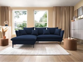 Narożnik GLOSS Lewostronny z funkcją spania, zestaw z poduszkami wolnostojący tkanina RIVIERA 96 Ciemny szary WERSAL