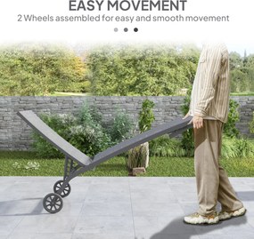 Outsunny Leżanka z regulowanym oparciem w 5 pozycjach, Oddychający materiał, Rama aluminiowa, Ciemnoszara, 195 x 66 x 34 cm