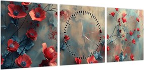 Obraz - Wilcze maki (z zegarem) (90x30 cm)