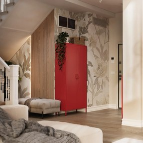 Szafa na ubrania metalowa czerwona FLAVIO, 800 x 1850 x 450 mm