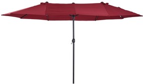 Outsunny Duży Parasol Podwójny Owalny na Taras z Korbką Czerwone Wino 460x270cm | Aosom PL