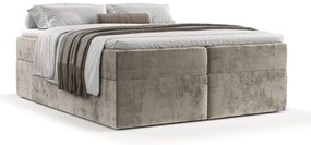 Jasnobrązowe łóżko boxspring ze schowkiem 140x200 cm Yoko – Maison de Rêve