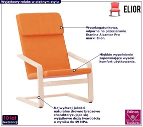 Pomarańczowy tapicerowany fotel wypoczynkowy Akli