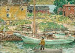 Obraz - Childe Hassam, Oyster Sloop, Cos Cob, reprodukcje (70x50 cm)