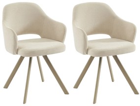 Zestaw 2 obrotowych krzeseł z tkaniny tweedowej i beżowego metalu - Kremowy - RASEMA