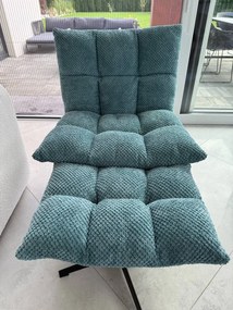 Fotel Obrotowy Wypoczynkowy do salonu niebieski, z podnóżkiem, FW12
