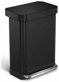 Simplehuman Prostokątny kosz na śmieci z pedałem ikieszenią na worki 55 l, czarny