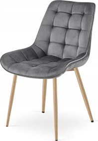 Szare krzesło do kuchni BERA aksamitne