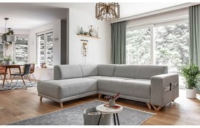 Jasnoszary rozkładany/ze schowkiem narożnik (lewostronny/w kształcie litery L) Classy Sophie – Miuform