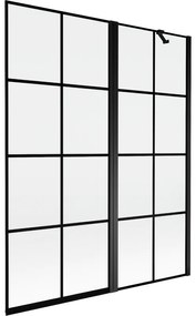Mexen Mist parawan nawannowy 2-skrzydłowy prawy 140 x 150 cm, czarna kratka, czarny - 8A9-140-011-70-77-P