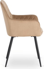 Krzesło Tapicerowane do Jadalni BRESSO Beżowe Welurowe Nowoczesne