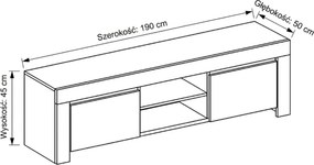 Biała szafka RTV Amaretto 190 cm, w wysokim połysku