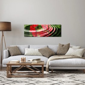 Abstrakcyjny obraz - kwiaty w falach (z zegarem) (90x30 cm)