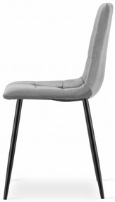 Krzesło aksamitne KARA jasnoszare na czarnych nogach