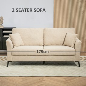 HOMCOM Sofa 2-osobowa z grubą tapicerką, do 360 kg, 179 x 80 x 89 cm, Beżowa