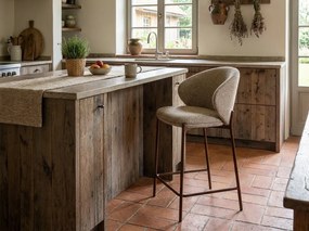 Stołek barowy KIOTO, orzech/beżowy