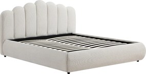 Łóżko ze skrzynią 140 x 190 cm – Tkanina teksturowana – Beżowy – SILVATORA