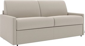 Kanapa 2-osobowa rozkładana typu express z beżowej tkaniny z siedziskiem z pianki z pamięcią kształtu - Pow. spania 120 cm - Materac 22 cm z pianki i pamięciowej CALIFE