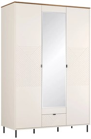 Nowoczesna szafa trzydrzwiowa z lustrem kaszmir + dąb castello C3-L26