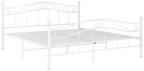 Białe Metalowe Łózko Małżeńskie 200X200 Cm F4-T02