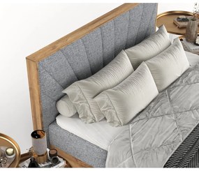 Szaro-naturalne łóżko boxspring ze schowkiem 180x200 cm Asahi – Maison de Rêve