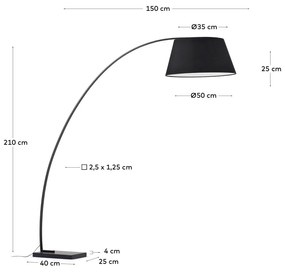 Czarna lampa stojąca z tekstylnym kloszem (wysokość 210 cm) Juhe – Kave Home